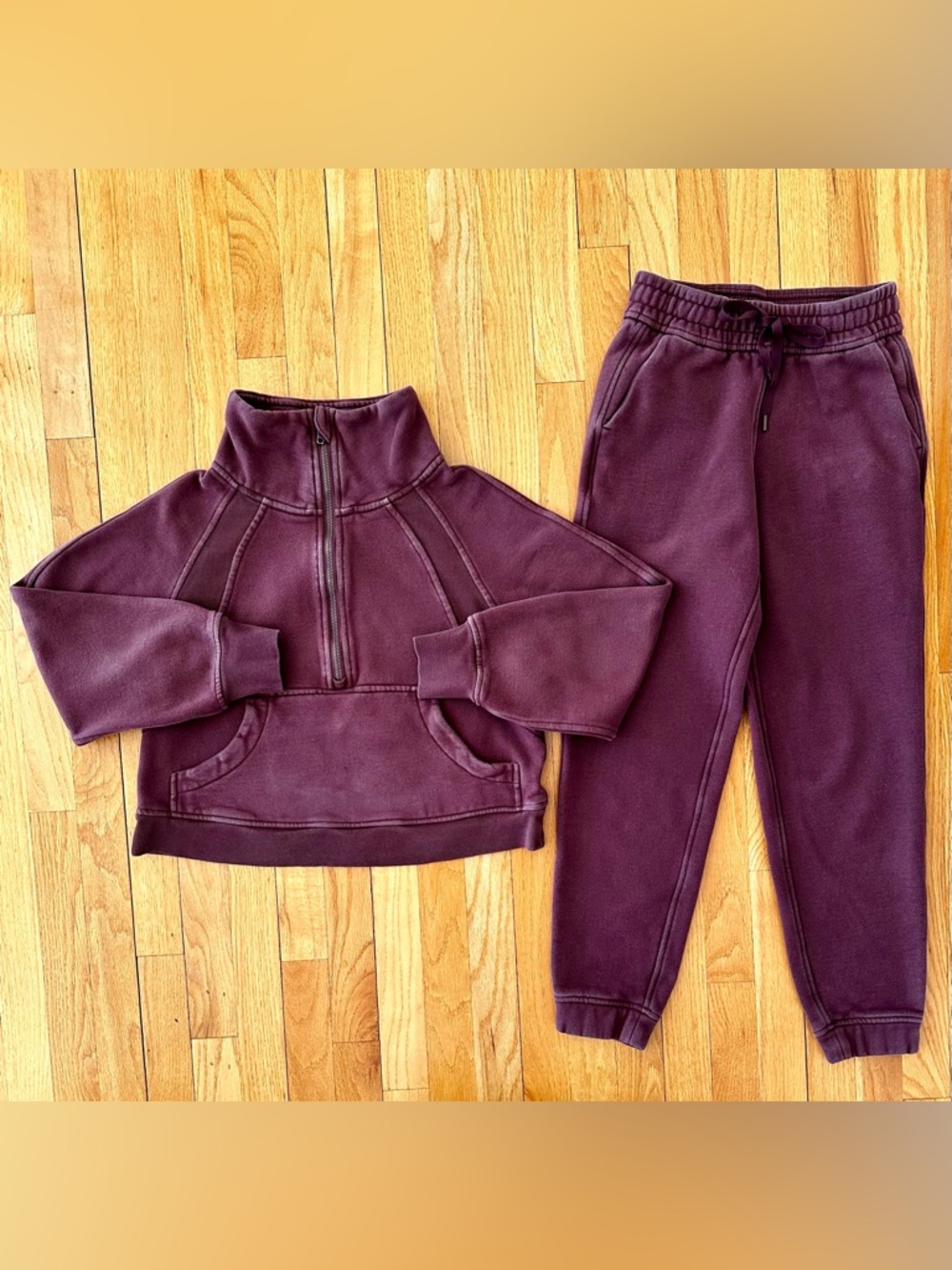 CRZ Yoga Cropped Fleece Lined Half Zip Funnel Neck Sweatshirt & Sweatpants XXS
